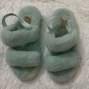 UGG Fluff Yeah Slides Fluffy Mint Green Slippers